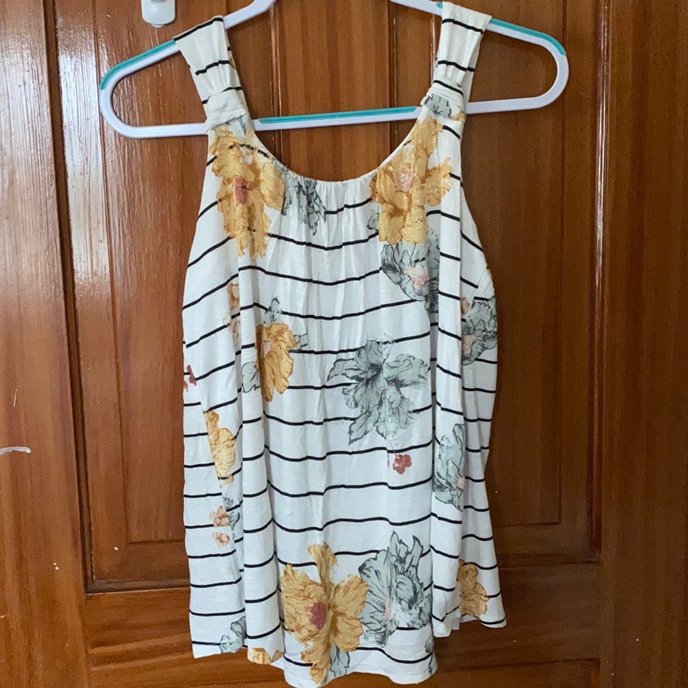 Stripped Floral Maurices Tank Top